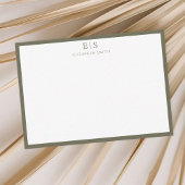 Elegant Monogram Olive Green Border ノートカード
