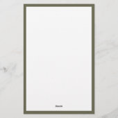 Elegant Monogram Olive Green Border 便箋 (裏面)