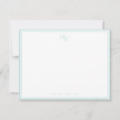 Elegant Monogram Pale Blue Two Border ノートカード (正面)