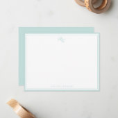 Elegant Monogram Pale Blue Two Border ノートカード (正面/裏面インサイチュ)