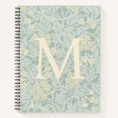 Elegant Monogram Pastel Green Jasmine Floral ノートブック (正面)