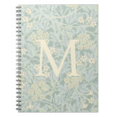 Elegant Monogram Pastel Green Jasmine Floral ノートブック (正面)