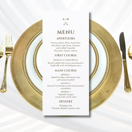 Elegant Monogram Pearl Christian Wedding Menu メニュー