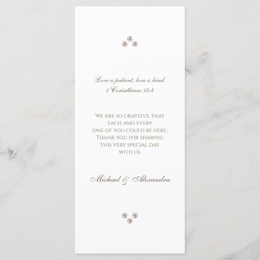 Elegant Monogram Pearl Christian Wedding Menu メニュー (裏面)