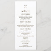 Elegant Monogram Pearl Christian Wedding Menu メニュー (正面)