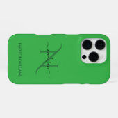 Elegant Monogram Personalized green iPhoneケース (裏面横)