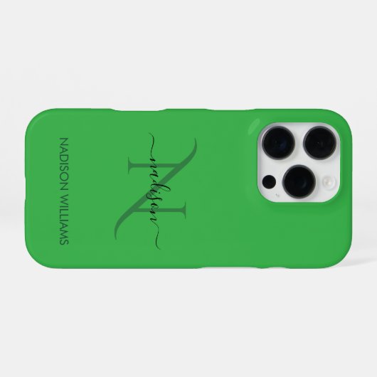 Elegant Monogram Personalized green iPhoneケース (裏面横)