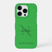 Elegant Monogram Personalized green iPhoneケース (裏面)