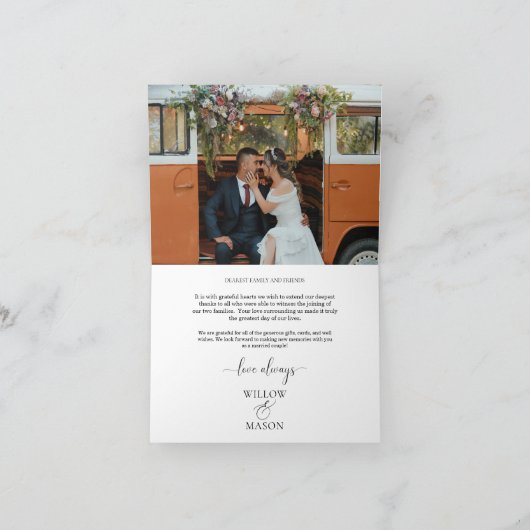 Elegant Monogram Photo Wedding  サンキューカード (内部)