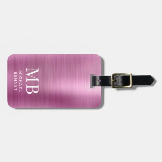 Elegant Monogram Pink ラゲッジタグ (正面横)