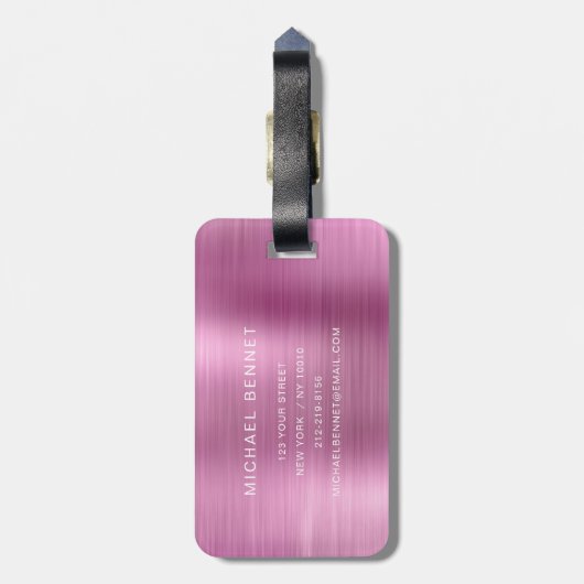 Elegant Monogram Pink ラゲッジタグ (裏面縦)