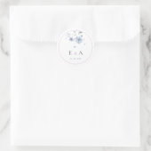 Elegant Monogram Pink & Blue Floral Wedding  ラウンドシール (バッグ)