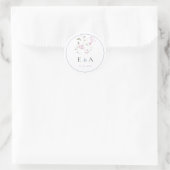 Elegant Monogram Pink & Blue Floral Wedding  ラウンドシール (バッグ)