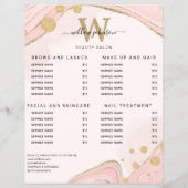 Elegant Monogram Pink Gold Marble Agate Price List チラシ (裏面)