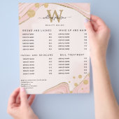 Elegant Monogram Pink Gold Marble Agate Price List チラシ (手)