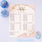 Elegant Monogram Pink Gold Marble Agate Price List チラシ (シングル)