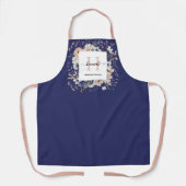 Elegant Monogram Pretty Beige Blue Flowers Floral エプロン (正面)