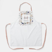 Elegant Monogram Pretty Beige Blue Flowers Floral エプロン (正面)