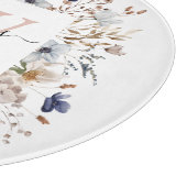 Elegant Monogram Pretty Beige Blue Flowers Floral カッティングボード (角)