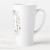 Elegant Monogram Pretty Beige Blue Flowers Floral カフェラテマグ (右)