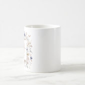 Elegant Monogram Pretty Beige Blue Flowers Floral コーヒーマグカップ (中央)