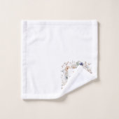 Elegant Monogram Pretty Beige Blue Flowers Floral  バスタオルセット (ウォッシュタオル)