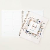 Elegant Monogram Pretty Beige Blue Flowers Floral プランナー手帳 (ディスプレー)