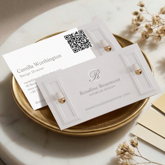 Elegant Monogram Professional Interior Designer 名刺