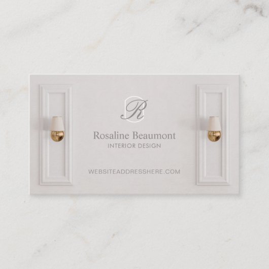 Elegant Monogram Professional Interior Designer 名刺 (正面)