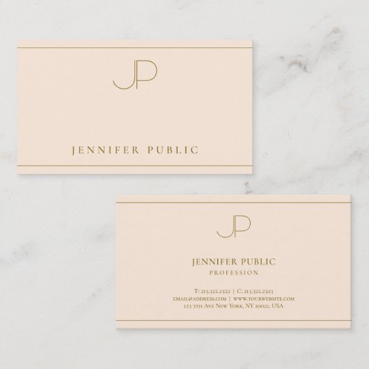 Elegant Monogram Professional Luxury Silk Paper 名刺 (正面/裏面)