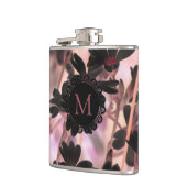 Elegant Monogram Purple Flowers フラスク (左)