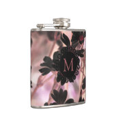 Elegant Monogram Purple Flowers フラスク (右)