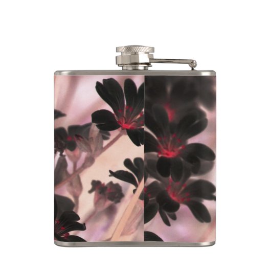 Elegant Monogram Purple Flowers フラスク (裏面)