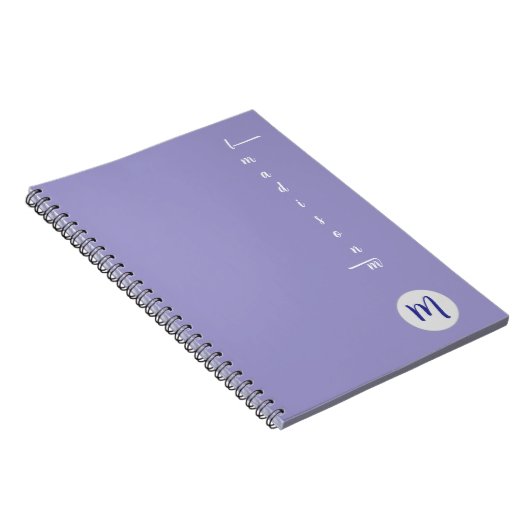 Elegant Monogram Purple Script Office School ノートブック (右側)
