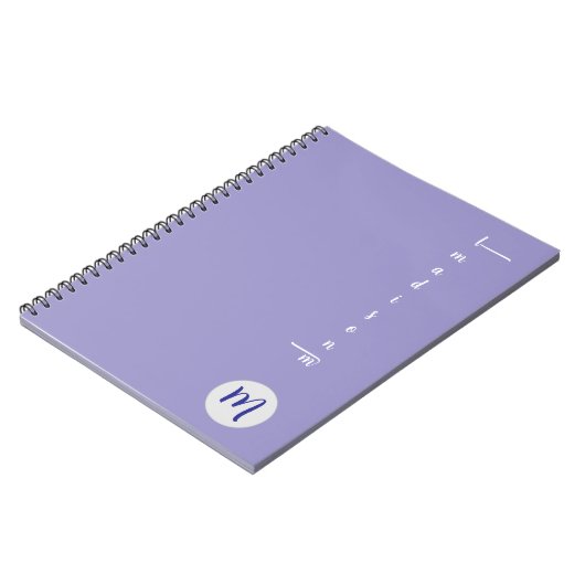 Elegant Monogram Purple Script Office School ノートブック (左側)