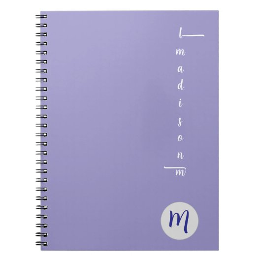 Elegant Monogram Purple Script Office School ノートブック (正面)
