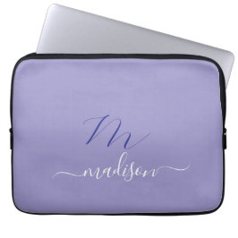 Elegant Monogram Purple Script Office School ラップトップスリーブ