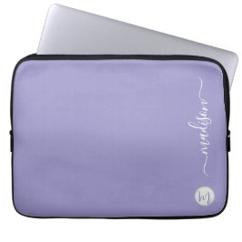 Elegant Monogram Purple Script Office School ラップトップスリーブ