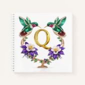 Elegant Monogram Q Wedding Jewel Hummingbird Gift  ノートブック (正面)