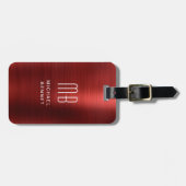 Elegant Monogram Red Brushed Metal ラゲッジタグ (正面横)