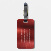 Elegant Monogram Red Brushed Metal ラゲッジタグ (裏面縦)