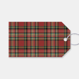 Elegant Monogram Red Plaid Merry Christmas Holiday ギフトタグ