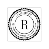 Elegant Monogram Round Initial Name Return Address ラバースタンプ (インプリント)