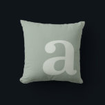 Elegant Monogram Sage Green Letter Initial クッション<br><div class="desc">Elegant modern monogram letter initial throw pillow in sage green color.</div>