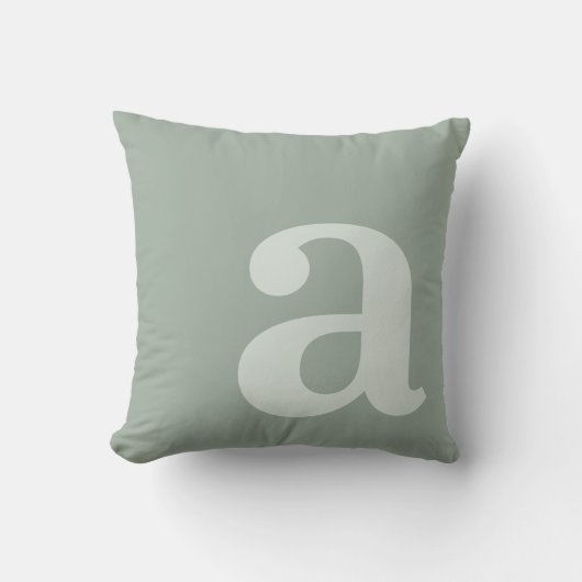 Elegant Monogram Sage Green Letter Initial クッション (正面)