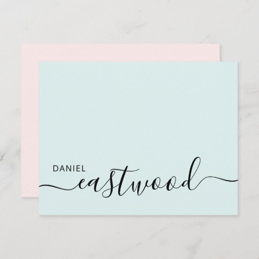 Elegant Monogram Script  ノートカード (正面/裏面)