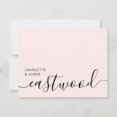 Elegant Monogram Script Blush Pink ノートカード (正面)