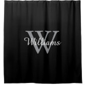 Elegant Monogram Script Name シャワーカーテン (正面)
