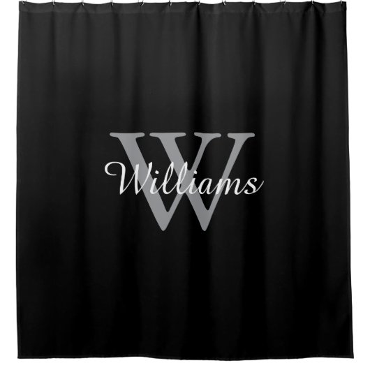 Elegant Monogram Script Name シャワーカーテン (正面)