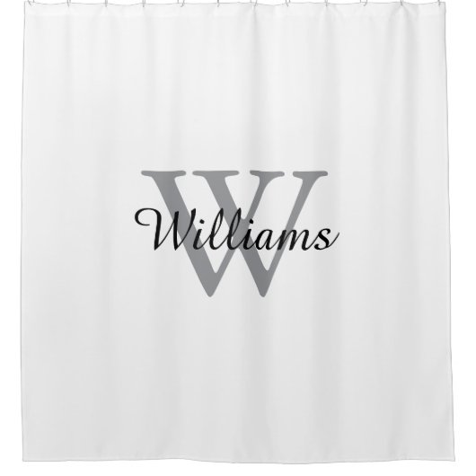 Elegant Monogram Script Name シャワーカーテン (正面)